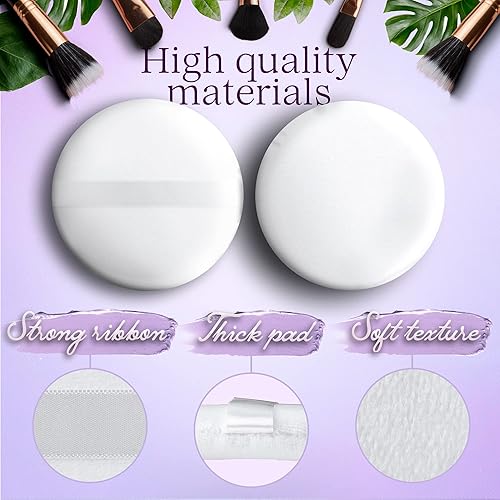 Miniatura 5 de Powder Puffs  Extra Grande Jumbo 4.5"  100% algodón puro suave esponjoso lavable Puff para maquillaje facial cuerpo base de polvo suelto (paquete de