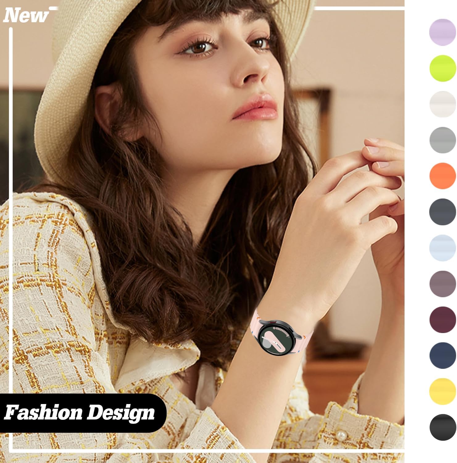 Sport Bands Compatible with Samsung Galaxy Watch 7 6 5 40mm 44mm Band, No Gap Soft Silicone Corrugated Strap Bands for Galaxy Watch 6 Classic 43mm 47mm/Watch 5 Pro 45mm Women Men
