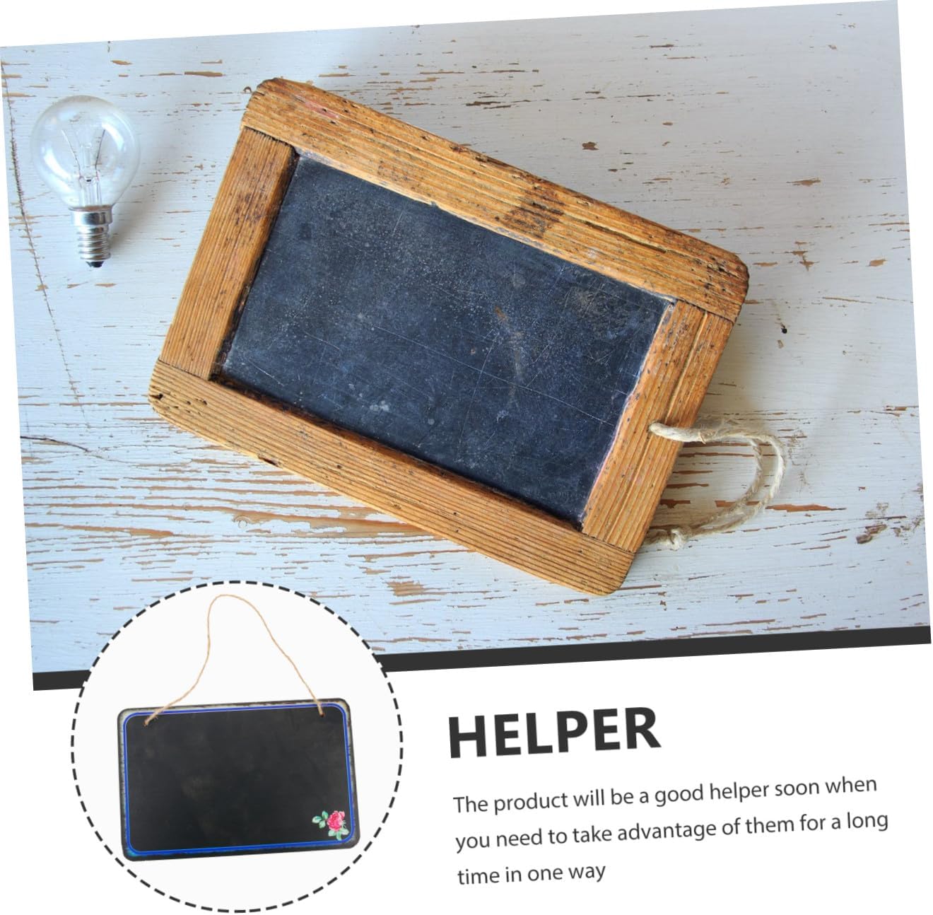 Rectangular Decorative Memo Board Compact Dark Chalkboard Wall Hanging Message Board for Restaurant Café Office Announcement and Notice Display Style