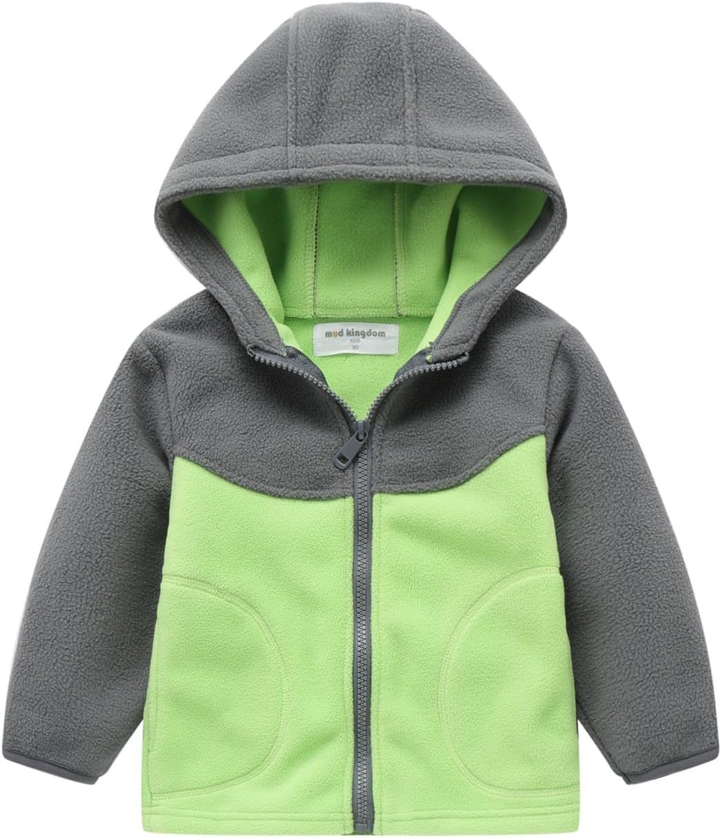 Mud Kingdom Boys Girls Fleece Jackets with Hood Outerwear Long Sleeve Deer Pattern Zipper Tops