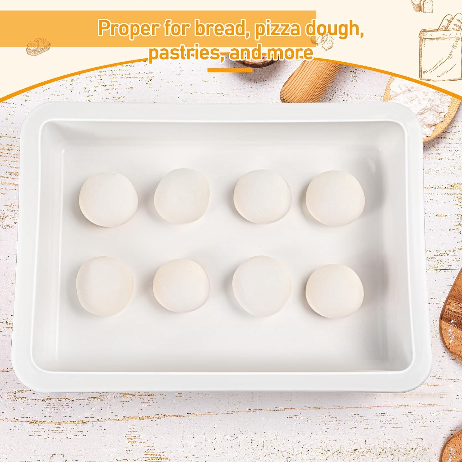 Suzile 4 Pcs Pizza Dough Proofing Box Plastic Stackable Trays with Covers Food Storage Containers, 17.83'' x 12.8'' x 3.23'', 4 Trays with 1 Cover