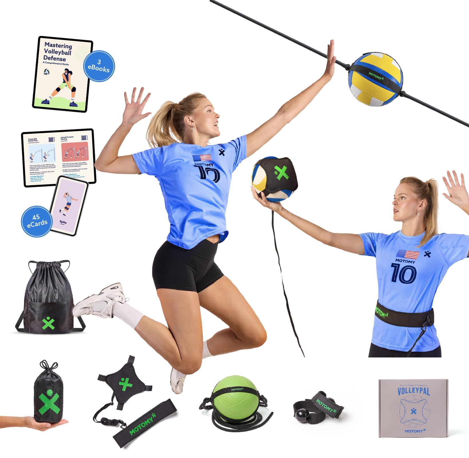 Volleyball Training Equipment Aid ‘VolleyPal’ – Solo Rebounder Trainer for Serve, Spike, Set & Pass; Indoor and Outdoor Practice Gear Gifts for Beginners & Experts
