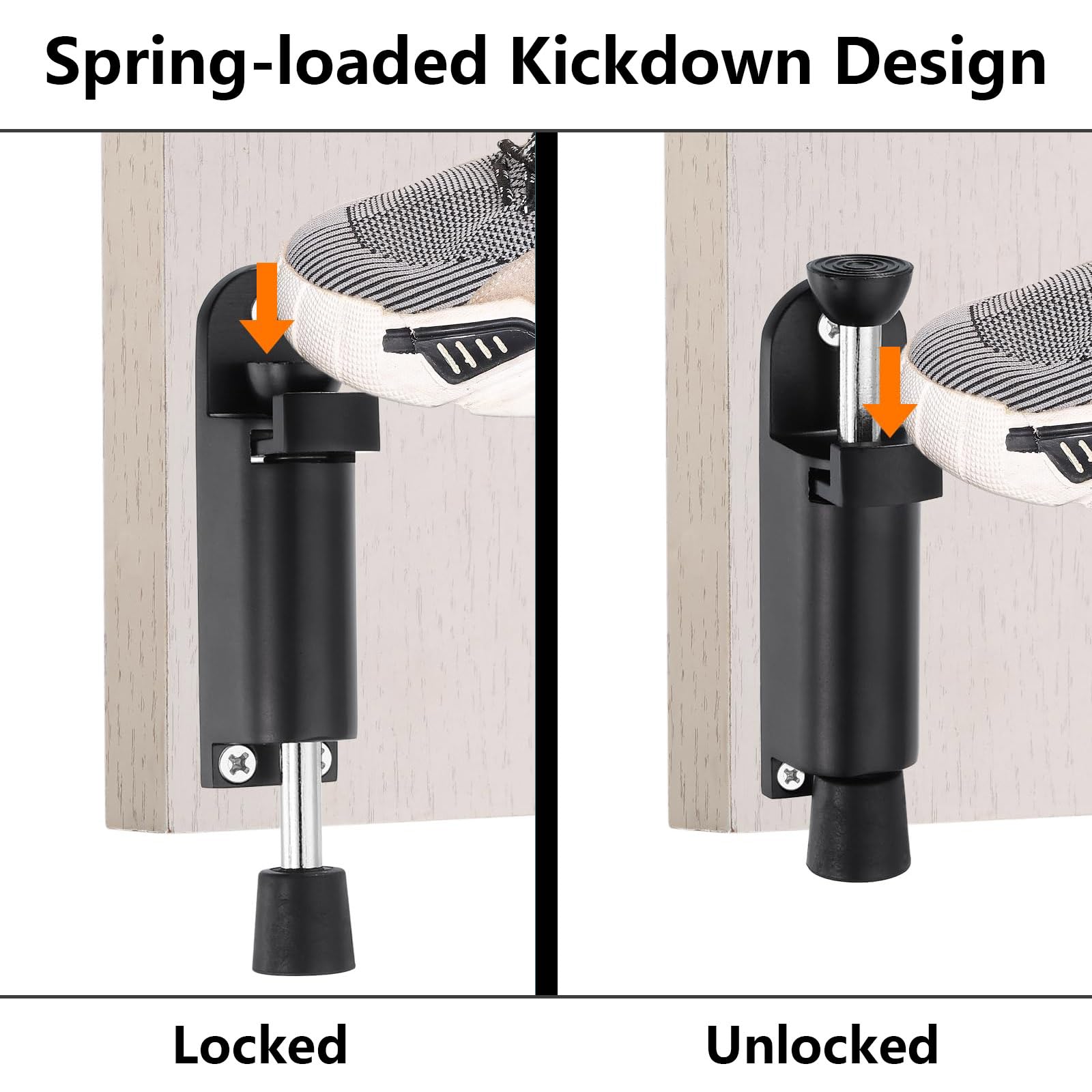 TA-VIGOR 2pcs 114mm/4.49" Spring Loaded Kickdown Door Stopper with Non-Slip Rubber Foot - Image 4
