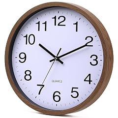 Wall Clock 12 Inch Wooden Frame Glass Cover Non Ticking Number Quartz Modern Quartz Design product