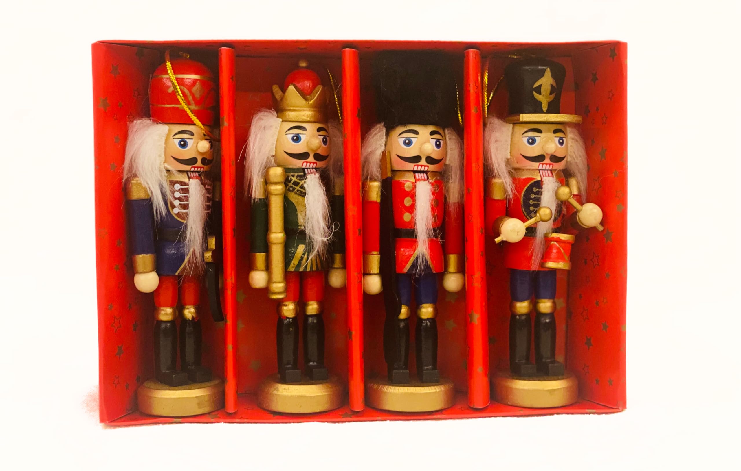 Kurt Adler Wooden Nutcracker Ornament 4-Piece Box Set, 5-Inch