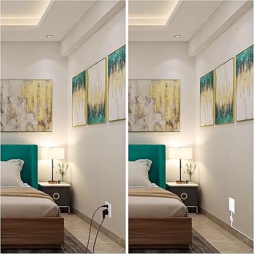 Miniatura 4 de Kit de corrector de salida ultrafino con kit de corrector de cable, cable de extensión de 10 pies, regleta de alimentación de 3 tomas, tamaño