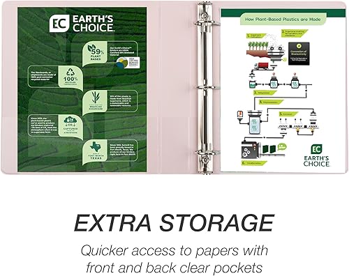 Vista 88 de Samsill - Carpeta de anillos redondos de 3 pulgadas, respetuosa con el medio ambiente, con certificado USDA Biobased, colección de moda, paquete