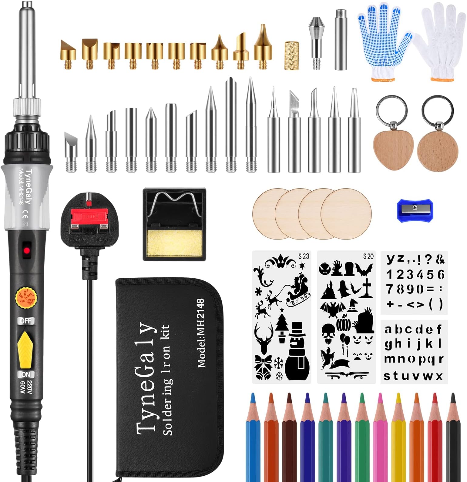 Pyrography Pen and Wood Burning Kit, Soldering Iron Kit 60W with Adjustable Temperature DIY Tool,Wood Burner Pen Set for Engraving Embossing/Carving/Soldering/Pyrography (Black)