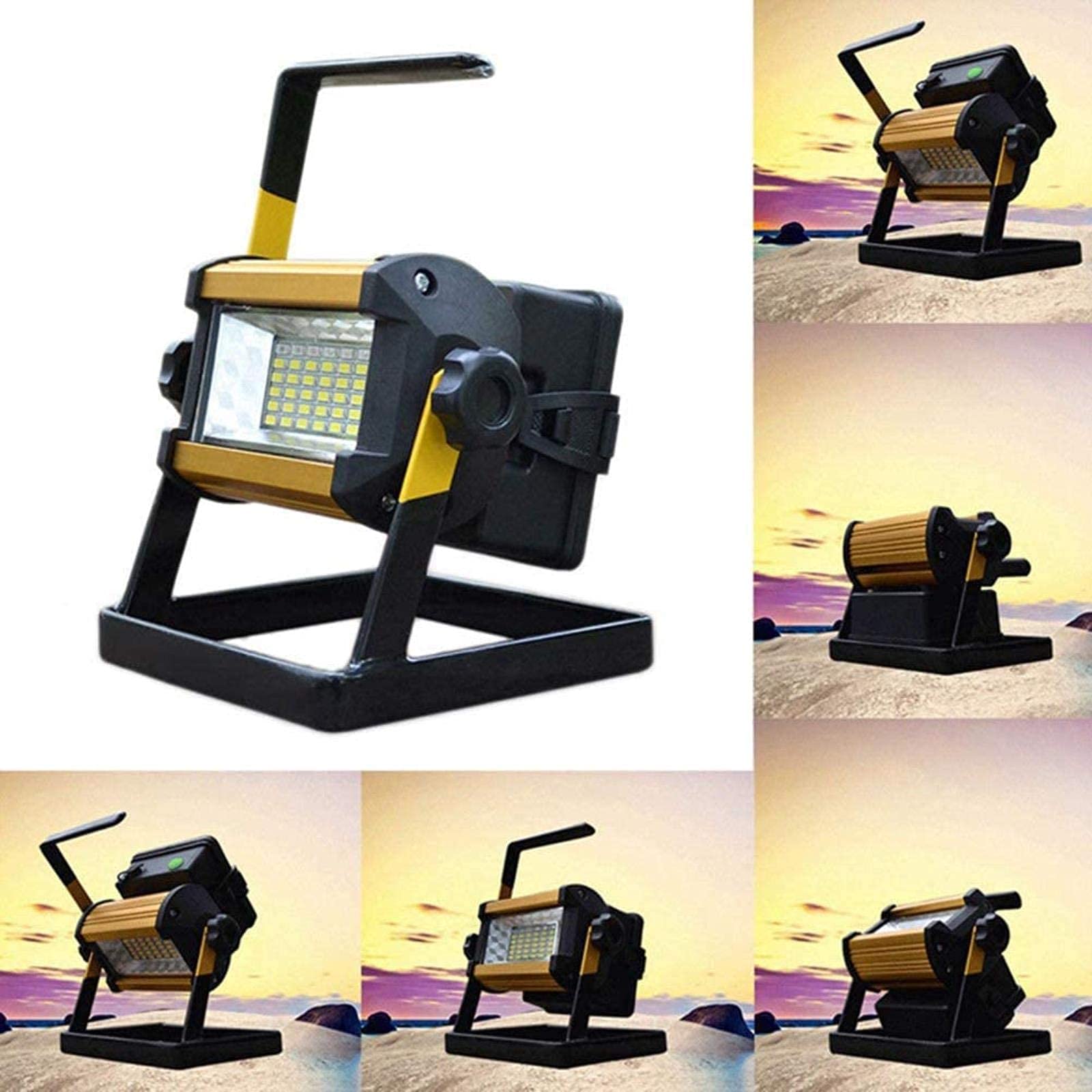 Projecteur Chantier LED Rechargeable USB Lampe de Travail Lumières d'urgence pour Atelier Garage Terrasse Jardin Camping - Bricolage