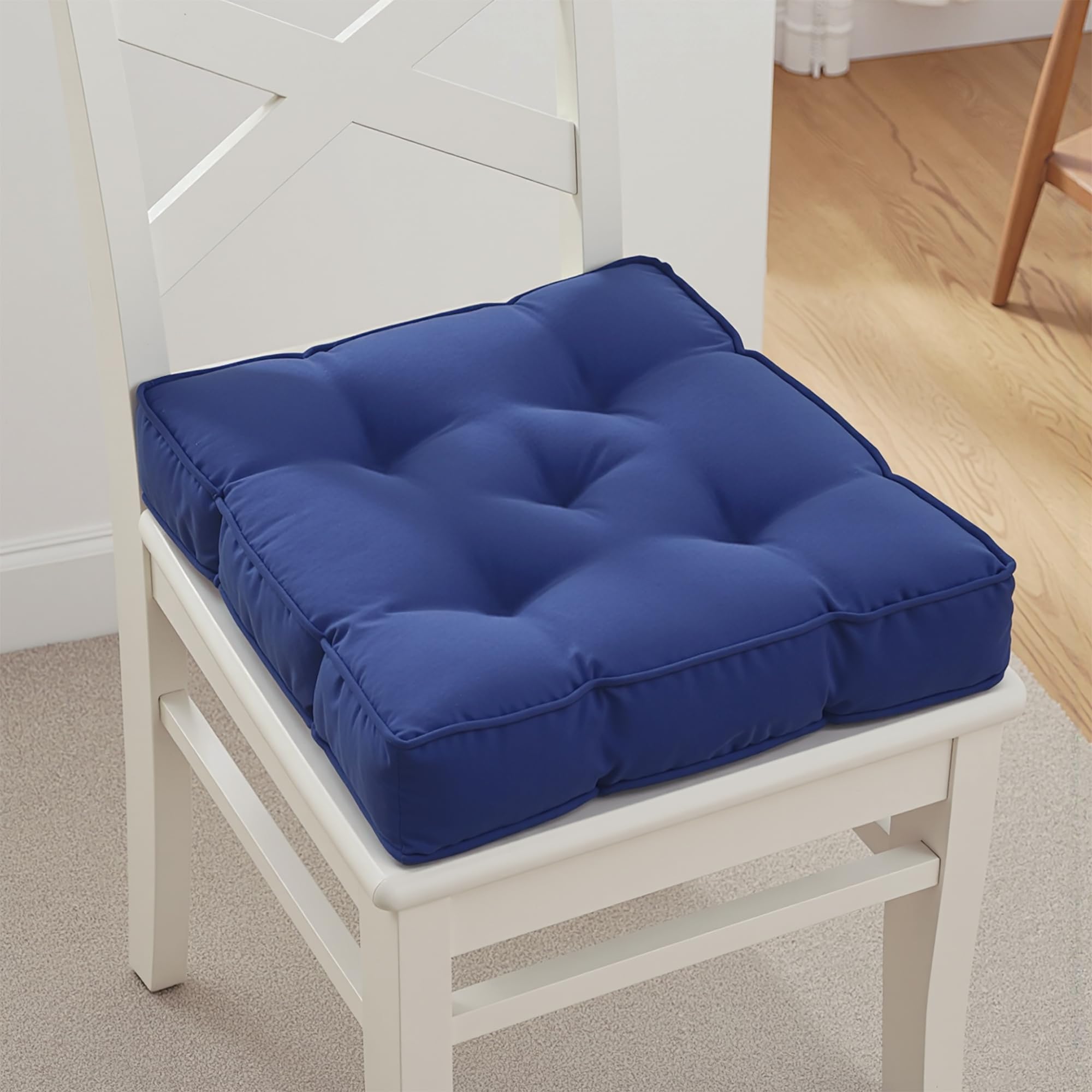 Kuber Industries Chair Pad|Chair Cushion Pad|Chair Cushion Microfiber Seat Cushion|Solid Color & Soft Microfiber (Navy Blue)