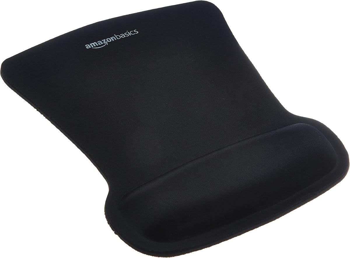 Amazon Basics Irregular Ergonomic Gel Computer Mouse Pad with Wrist Rest for Pain Relief, 10.1L x 8.1W inches, Black : Office Products