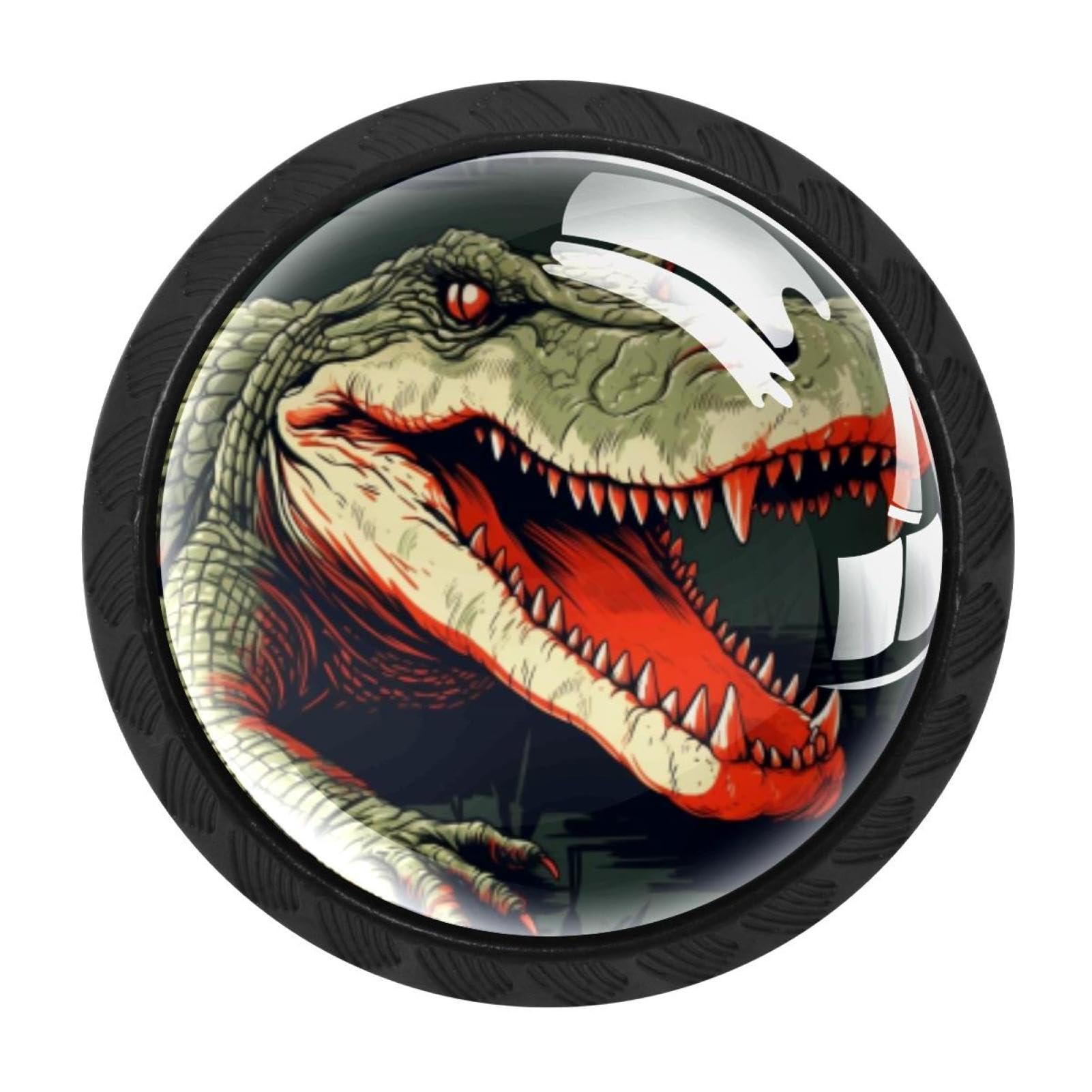 CHENZZZZ Crocodile Drawer Knobs 4 Pack Crystal Dresser Knobs 35mm Glass Cabinet Knobs for Home Office Bathroom