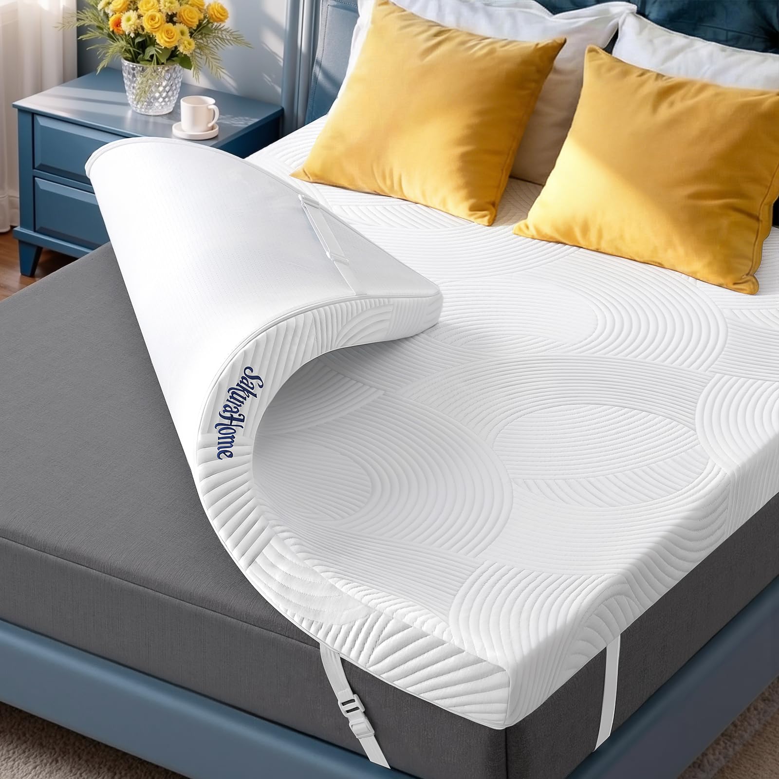SakuraHome Matratzentopper 140x200cm - H3/H2 Gel Memory-Schaum Matratzen Topper, ca. 8cm Höhe, für Boxspringbett Schlafsofa,CertiPUR-US & Öko-Tex Zertifiziert