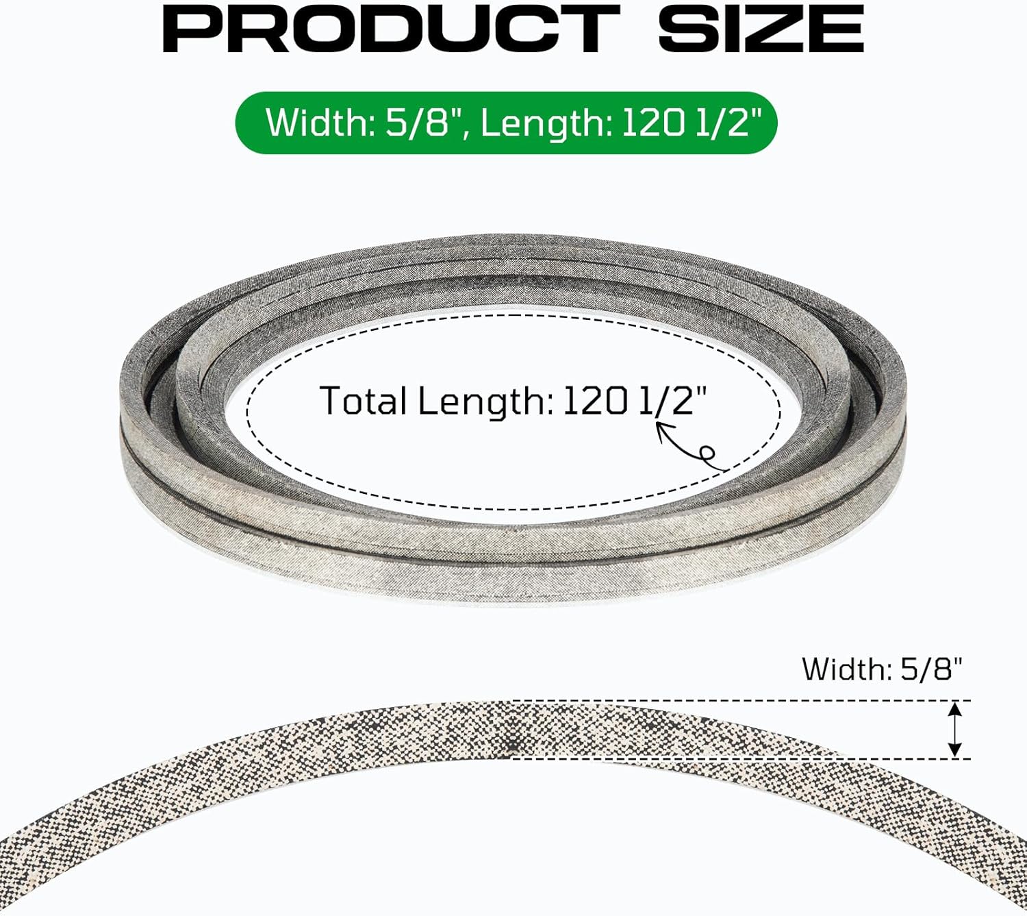 M118685 M154960 M143923 Mower Deck Belt for John Deere/Scotts, Grasshopper 382082, John Deere X340 X500 X520 X534 X540 X590 GX255 GX325 GX335 GX345 GX355 LX280 X320 X360 X340/ 5/8 x 120.5 Inch