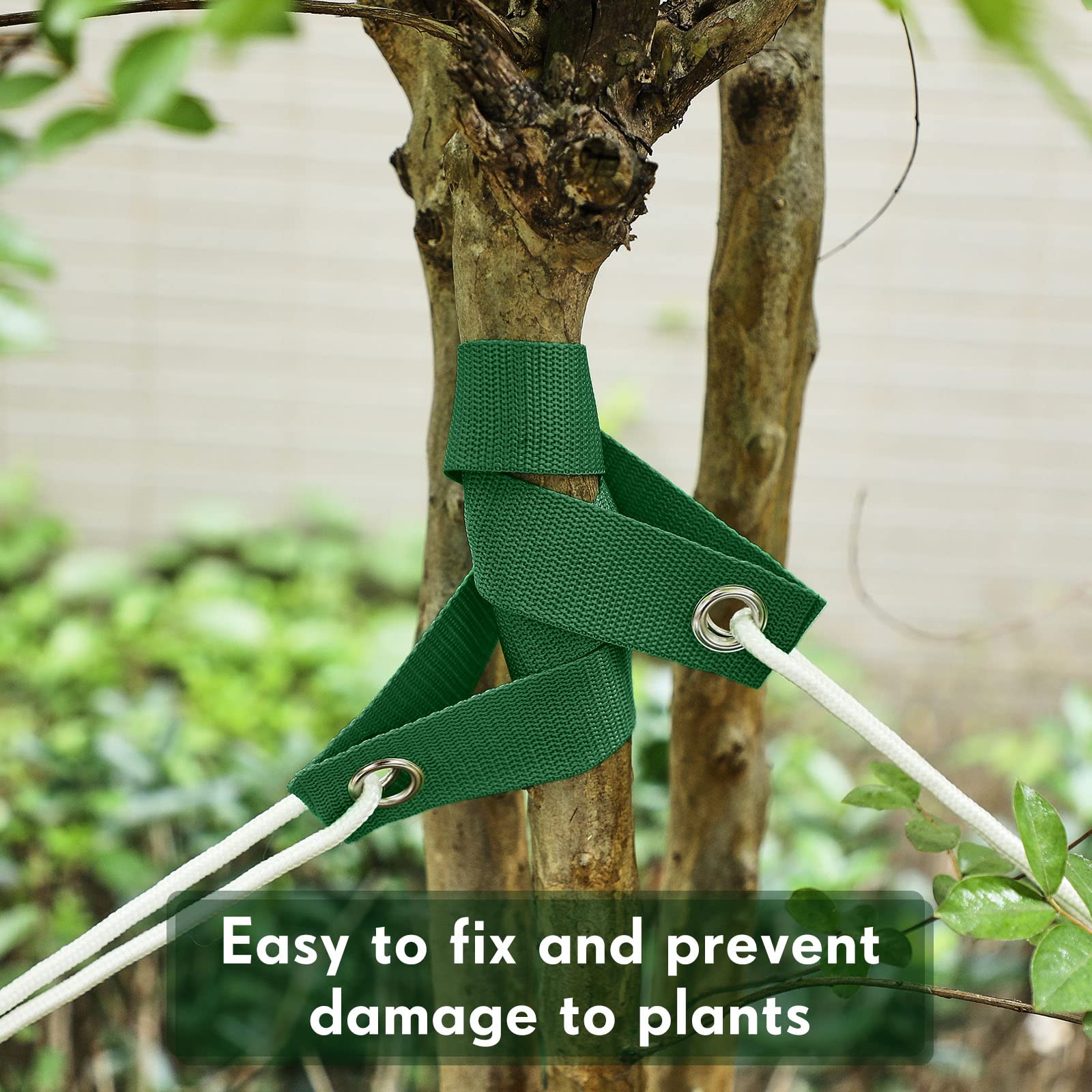 Lot de 48 sangles d'arbre de 40 cm pour piquets avec œillets - Pour jeunes arbres et plantes - Pour piquets de haubans, jeunes plantations et protection contre les ouragans (vert)