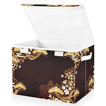和風小物入れ 3個セット 金色模様付き Amazon｜収納ボックス 折り畳み式 和風 和柄 日本 さくら 桜
