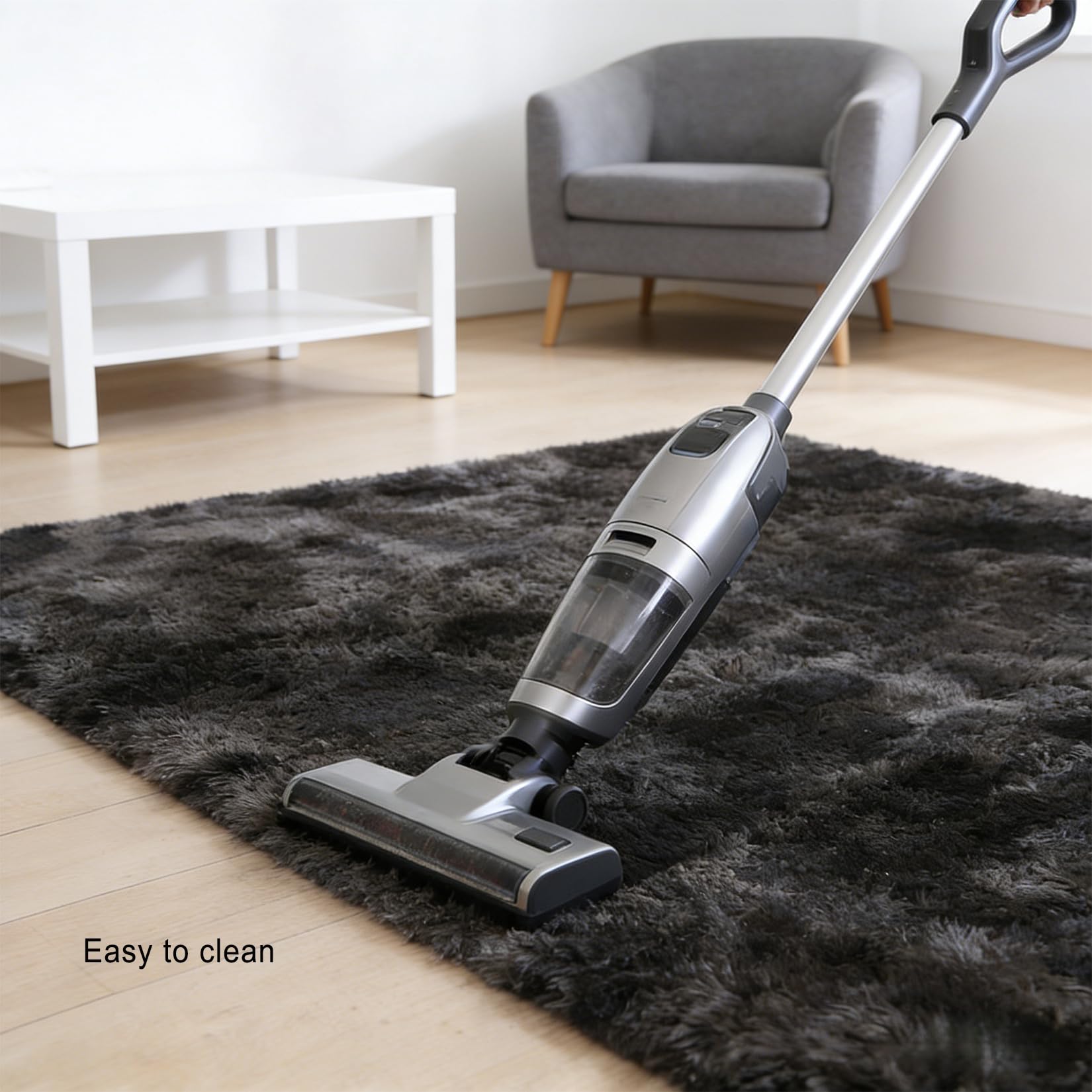 Dywan Do Salonu 160 x 120 cm Izolacja Akustyczna I Tłumienie Hałasu, Oszczędność Energii, Właściwości Antypoślizgowe Antypoślizgowy Puszysty Dywan Do Salonów, czarny szary