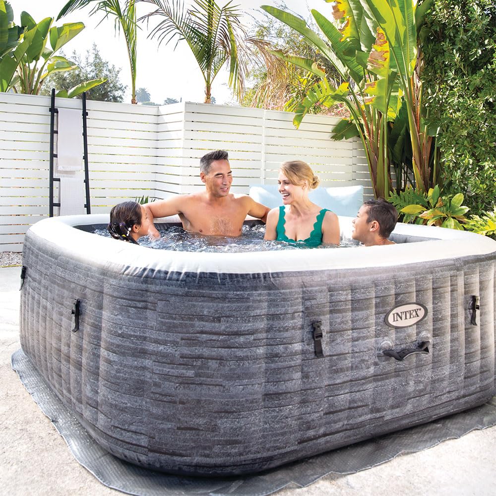 Intex 55091 - SPA Hinchable Exterior e Interior para 6 Personas, Medidas 196x196cm, Capacidad 1.098 litros, Temperatura del Agua 10º- 40º, SPA Inflable, bañera