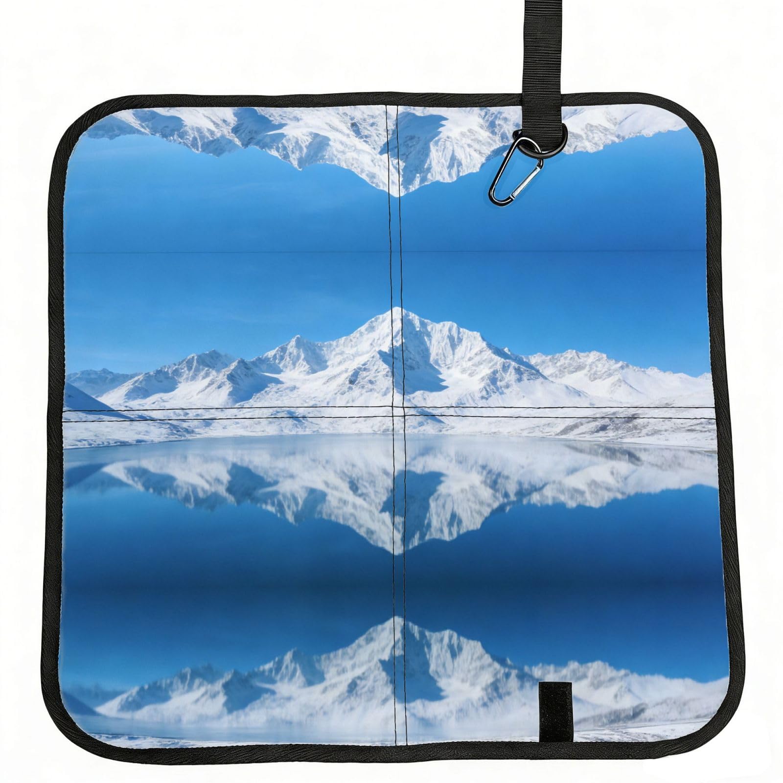 DUYIOKH Snow Mountain & Lake Print Foldable Portable Seat Cushion for World Cup Games, Camping and Outdoor Activities