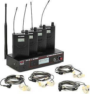 Galaxy Audio AS-1210-4D Wireless in-Ear Monitor System | Transmitter + 4 Receivers + Earbuds | 584-607MHz, Perfect for Bands and Live Performances