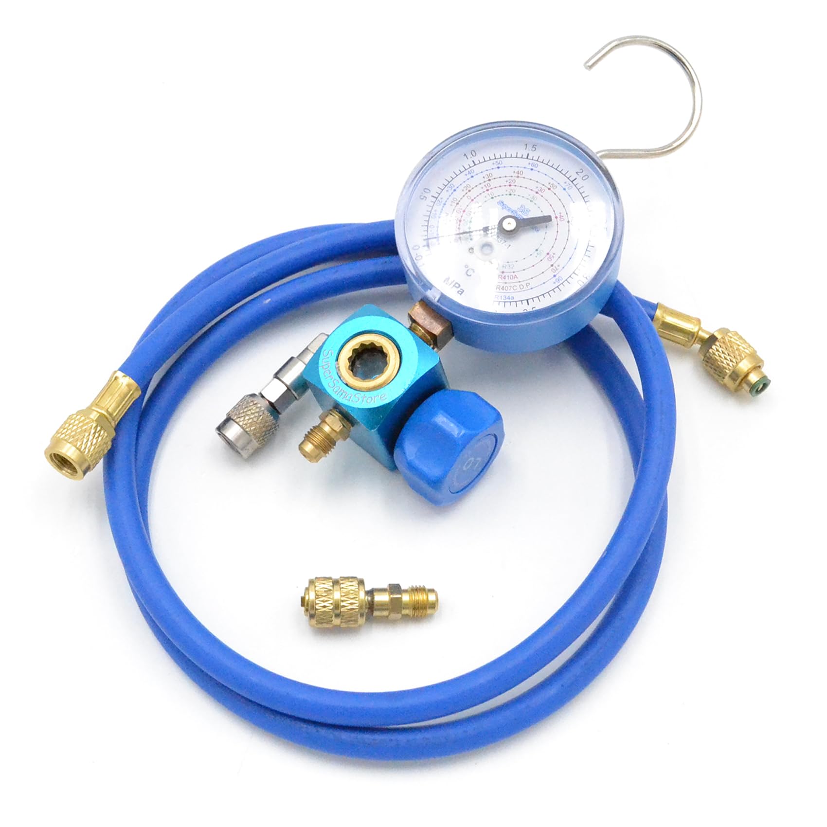 3S SuperSamaStore Kit per Carica e Vuoto Dotato di Pompa 42 Lt/Min e Manometro R32 R410A R407C R134A, Kit per Vuoto e Cariche Condizionamento con Pompa 42 Lt/Min
