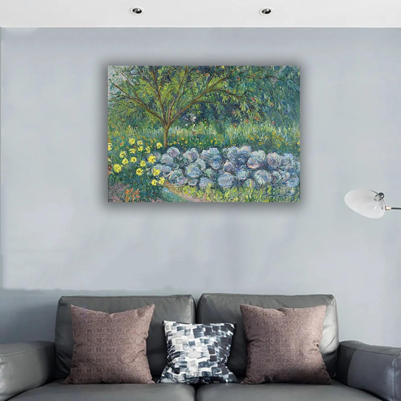 Poster Arazzo Da Parete 'Giardino Di Monet', 70x100 Cm, Stampa Floreale Verde, Tela In Poliestere, Con Kit Appendere