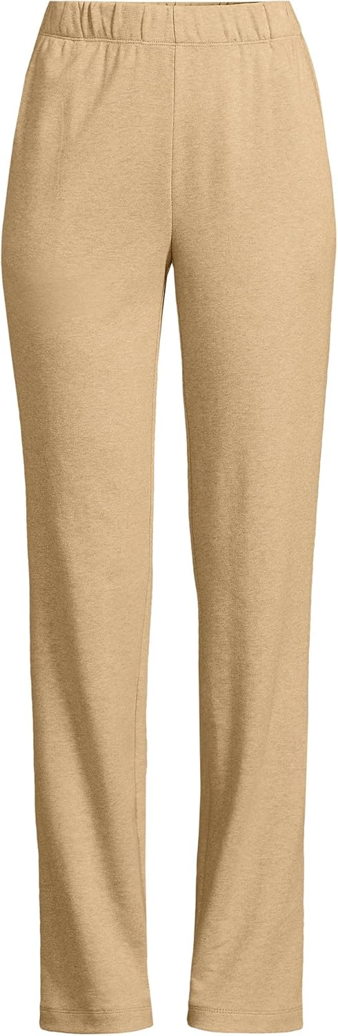 Lands' End Women's Relaxed Fit Sport Knit High Rise Pants - Soft Cotton Pull-On with Elastic Waist - Image 3