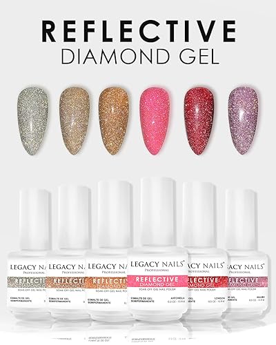 Miniatura 3 de LEGACY NAILS Esmalte de uñas de gel profesional reflectante de cobertura completa, altamente pigmentado, gel reflectante con purpurina (reflectante,