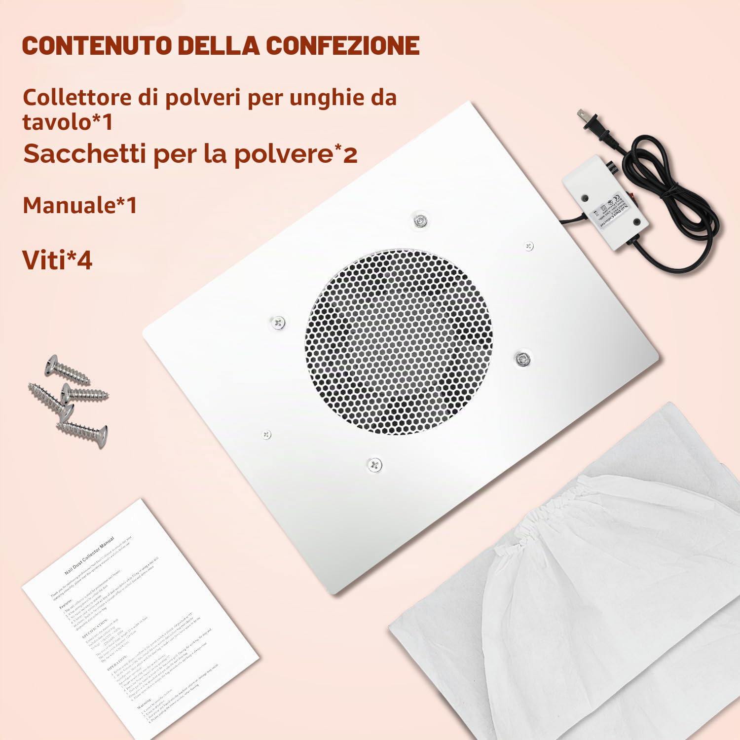 Aspiratore per Unghie, 60W Potente Aspiratore di Polvere per Unghie Incorporato Du Nail Nai