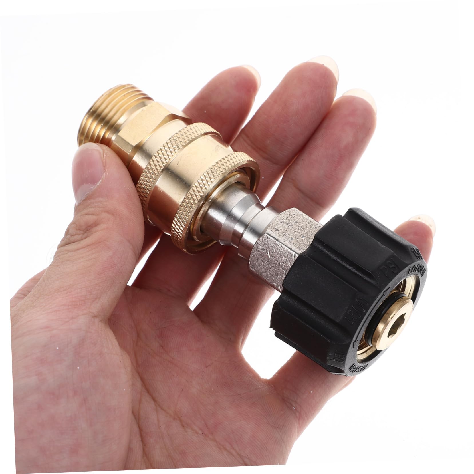 UKCOCO 5 Juegos Adaptador Masculino conectar acoplador de Lavadora a presión arandela Conector rapido Conector de Manguera de Alta presión conexión para Lavadora a presión latón Dorado
