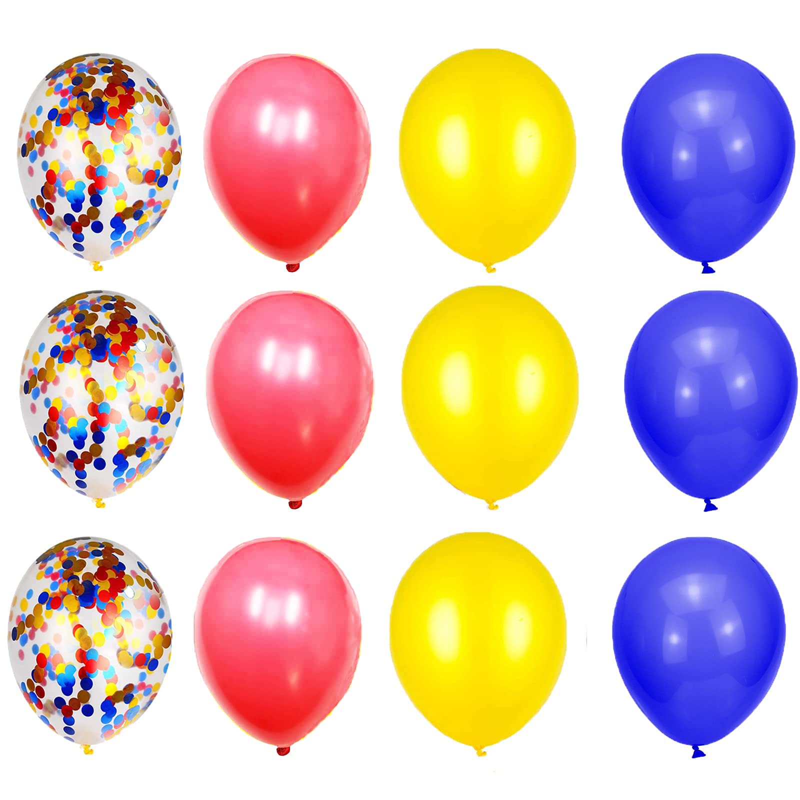 Photo 1 of BUNDLE OF 2, Sinsoledad Party Balloons, 75 Pack, Yellow, Colorful Confetti, Macaron Pink, Royal Blue Balloons, For Helium Or Air Use.(Blue Yellow pink)