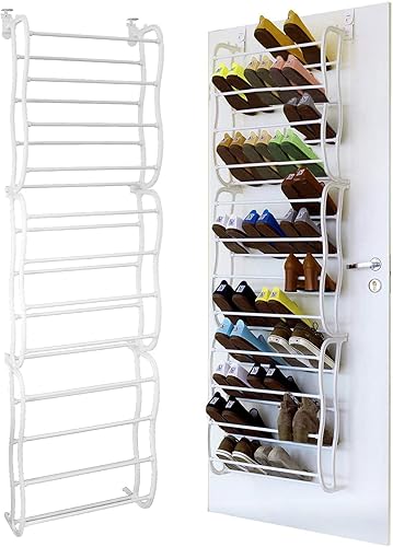 Organizador de zapatos para colgar sobre la puerta, 36 pares de 12 niveles, organizador de zapatos colgante grande, estante de almacenamiento con