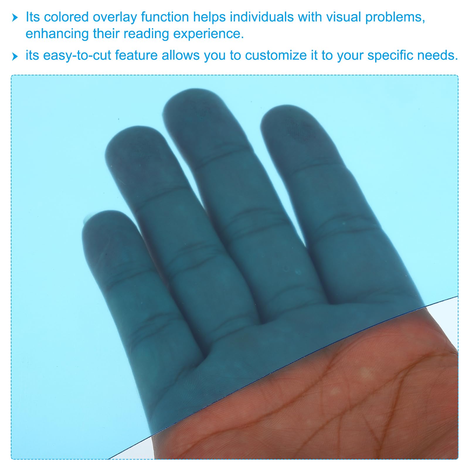 PATIKIL Feuille de Lecture Guidée de Format A4, 6 Filtres de Correction en Gel de Couleur Transparente pour Salle de Classe, Studio Photo, Bleu Ciel