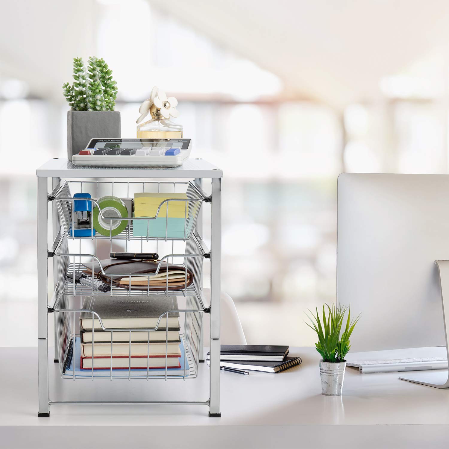 Auledio Stackable Mesh Basket Organizer with 3 Tier Wire Grid