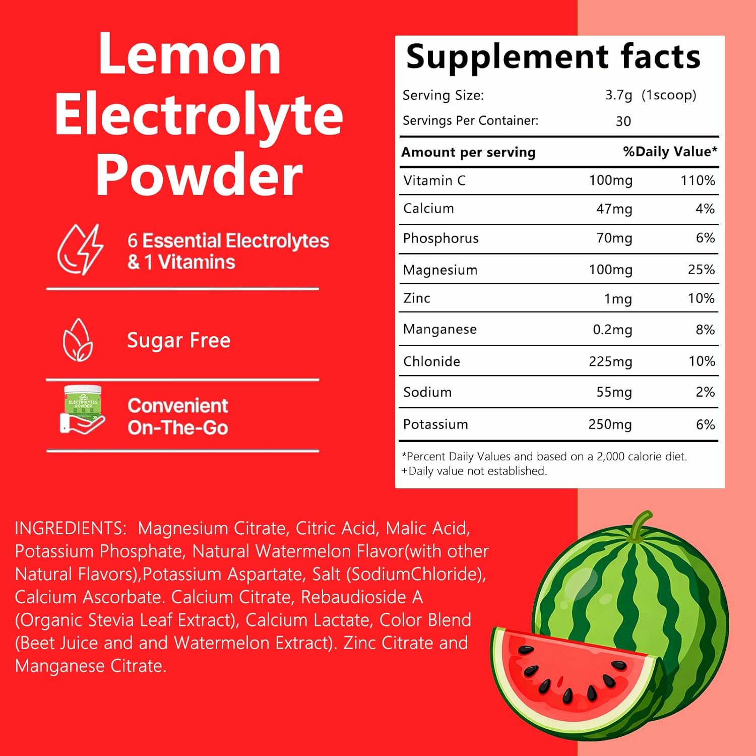 Sugar-Free Electrolyte Powder Drink Mix, Daily Hydration Powder with 6 Key Electrolytes, Trace Minerals, Keto Friendly, Vegan, Non-GMO, 30 Servings - Image 2