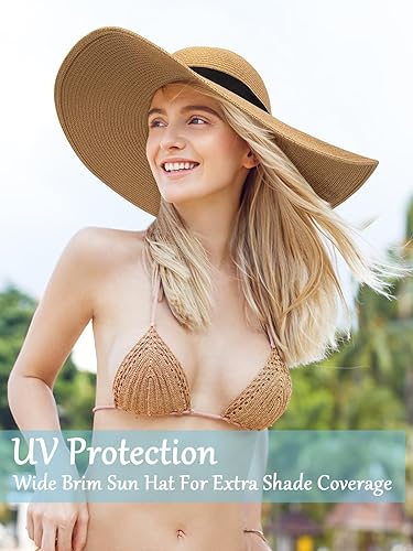 Miniatura 5 de Sombreros de playa para mujer, sombrero de paja de ala ancha, plegable, sombrero flexible de verano, gorra de protección UV