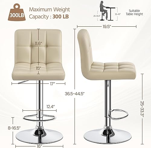 Miniatura 86 de Yaheetech Pink - Juego de 2 taburetes de bar de terciopelo ajustables, taburete giratorio moderno de altura de mostrador con base más grande para