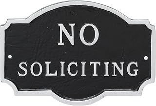 Montague Metal Products Petite Montague No Soliciting Statement Plaque, Black with Silver Letter, 4.5" x 7.15"