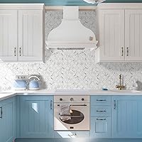 Vista 4 de STICKGOO Azulejo Arabesque para despegar y pegar, azulejos de 12 x 12 pulgadas para cocina, despegar y pegar, azulejos de pared autoadhesivos