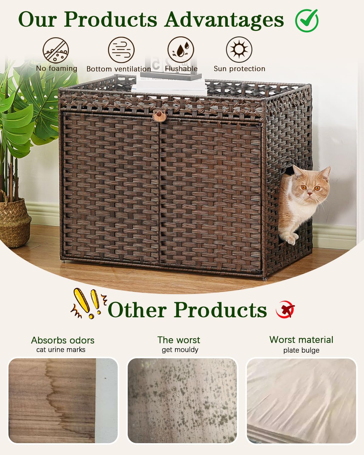 Ubuy Cat Igloo Litter Tray Litter Mat Cat Litter Box Enclosure - Main Image