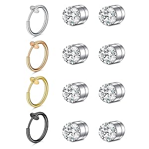 FECTAS 8stk Fake Nasen Lippe Septum Ohrring Piercing Ring Clip Chirurgenstahl Kein Piercing Bauchnabelpiercing Clicker