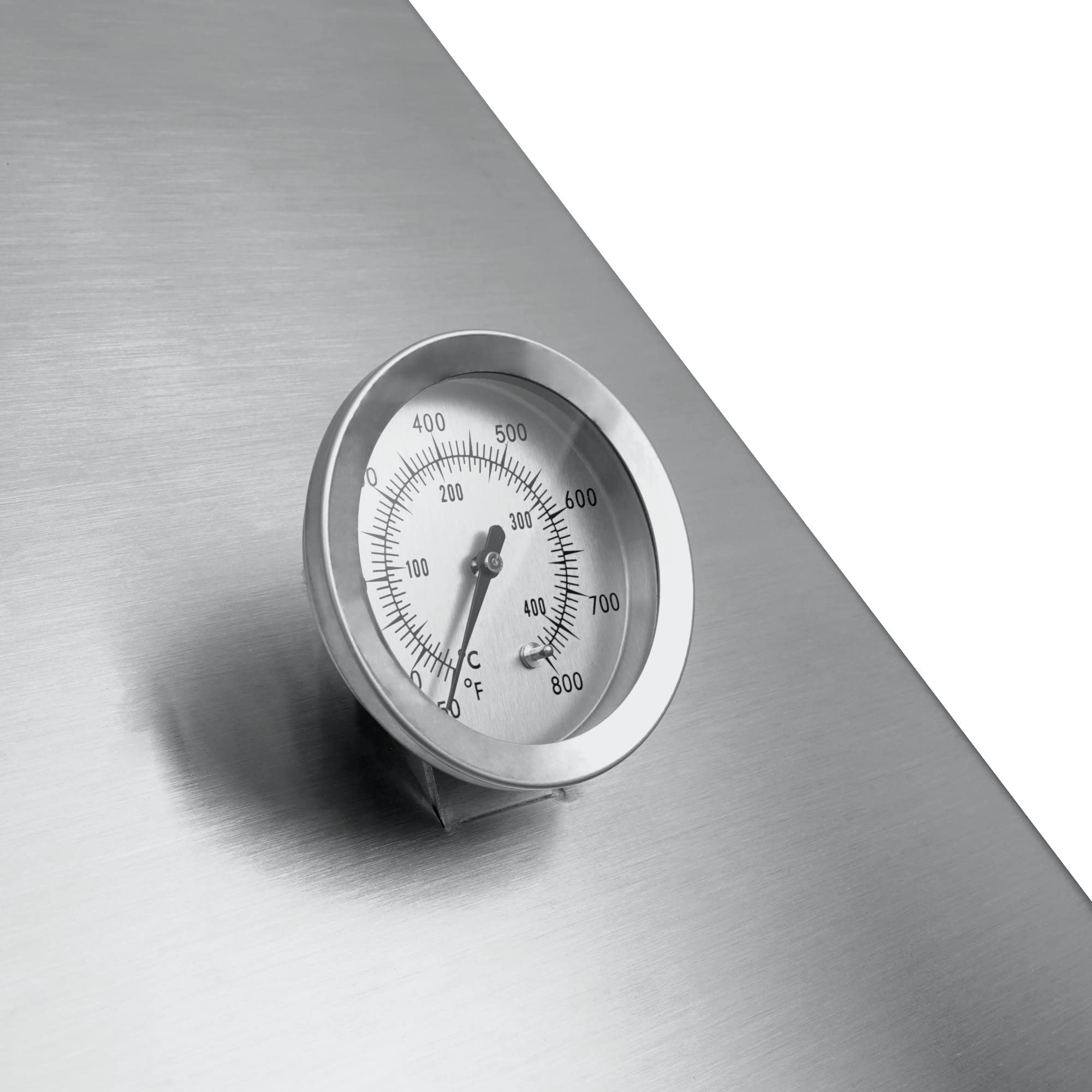 BBQ-Toro Inserto per pizza in acciaio inox con termometro, 48,5–79 x 42 x 12,3 cm, griglia a gas per pizza