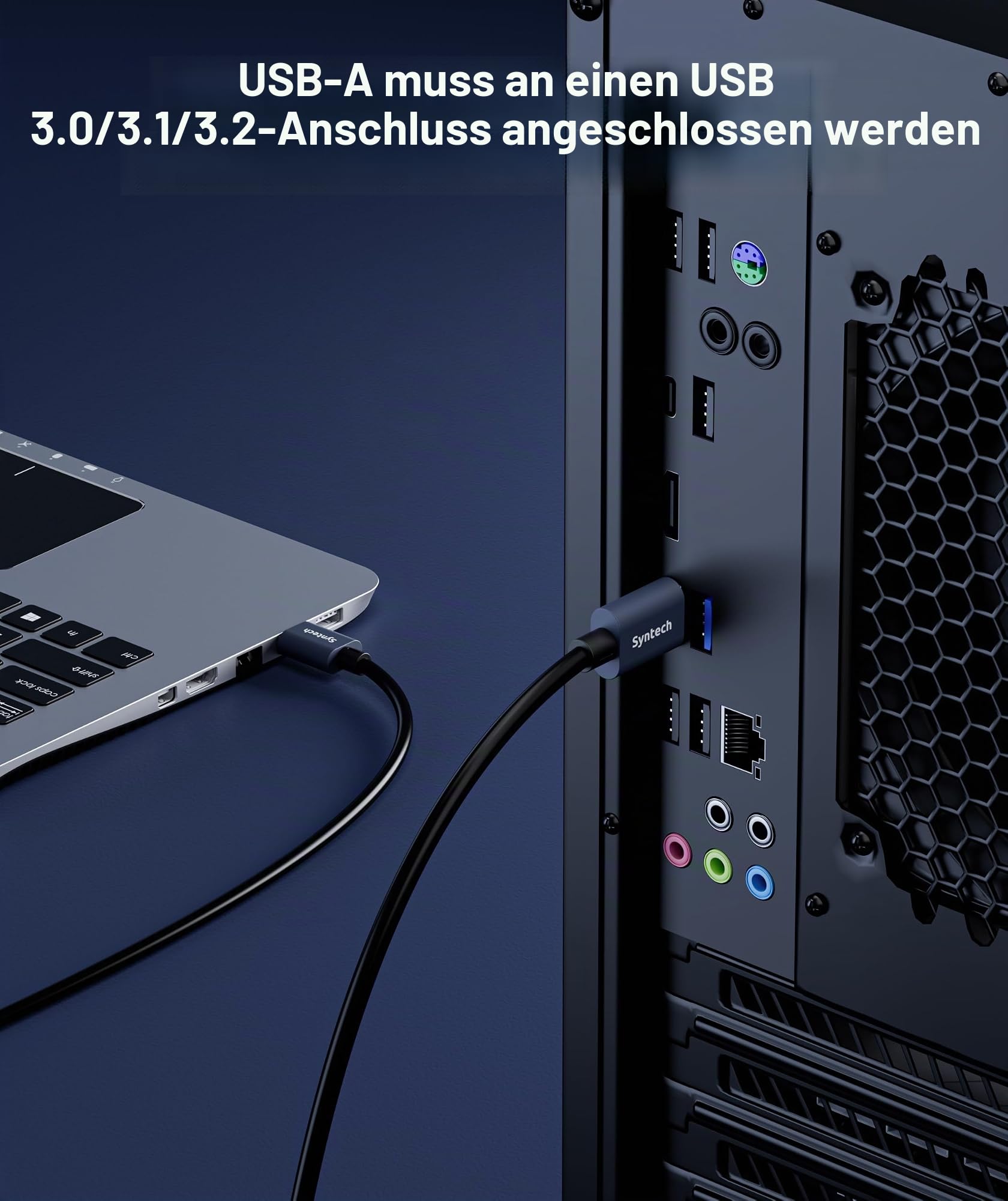 Syntech Link Kabel 6M, Kompatibel mit Oculus Meta Quest 3/3S, Quest2/1/Pro und Pico 4, PC Steam VR Zubehör, High Speed Datenübertragung, USB 3.0 zu USB C Kabel für VR und Gaming PC, Schwarz