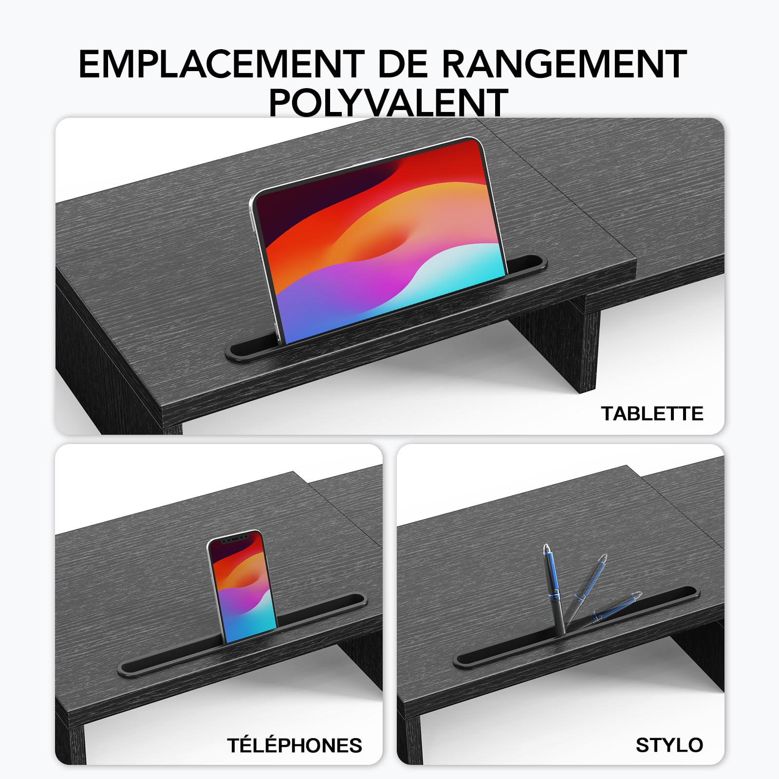 HUANUO Support Moniteur Double, Rehausseur Ecran PC Bureau avec 2 Emplacements, Rehausseur Ecran, Support Polyvalent Écran PC, Laptop, PC, Noir