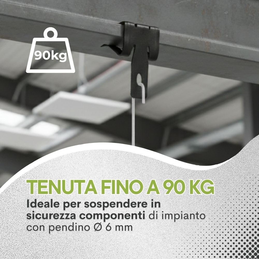 CLIP IN ACCIAIO PER FISSAGGIO SU TRAVE DI FERRO AD H (Per aletta da 4 a 10 mm)