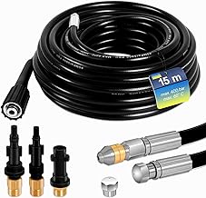 Gekufa Pressure Washer Hose 15m 400bar Compatible with Karcher K2 K3 K4 K5 K6 K7 Lavor Bosch Rotary Nozzle Fixed Nozzle Brass Adapters
