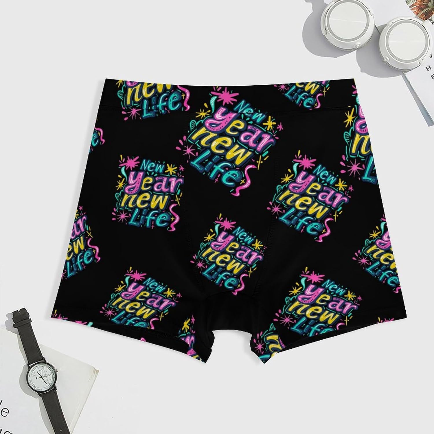 Happy New Year New Life Men's Underwear Boxers Briefs for Men Stretch Shorts