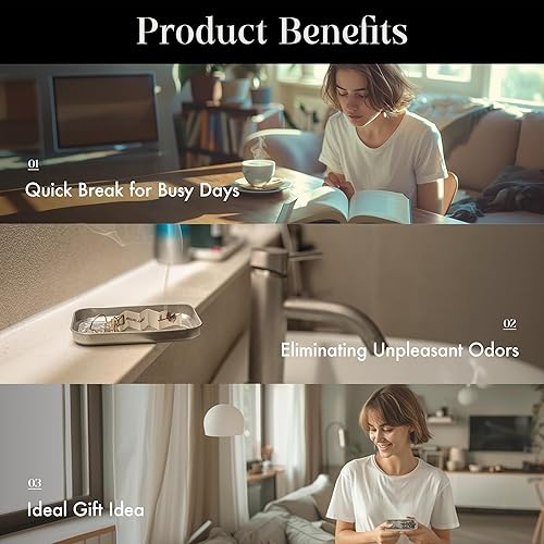 Miniatura 4 de Juego de incienso de papel con estuche de metal vintage, 48 hojas, incienso con buen olor para relajarse, meditación, yoga, aromaterapia, combustión