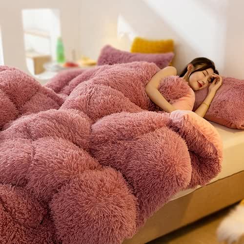 AETVRNI Luxury Plush Shaggy Thick Faux Fur Comforter,Big Heavy Winter