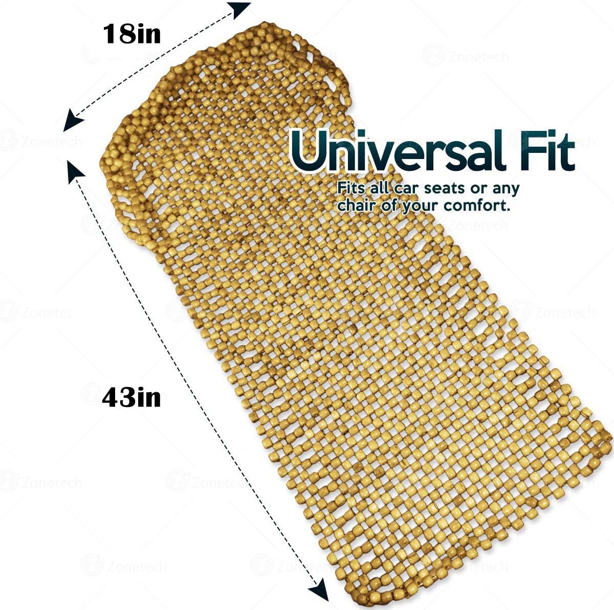 Zone Tech Royal Natural Wood Bead Seat Cover- 2-Pack Full Car Massage Cool Premium Comfort Cushion - Reduces Fatigue the Car, Truck or Your Office Chair